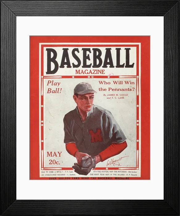 Framed Print : Baseball Magazine Cover With A Player With The Ball Framed Print : Baseball Magazine Cover With A Player With The Ball