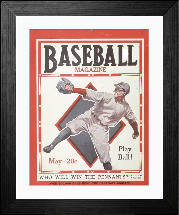 Framed Print : Baseball Magazine Cover With A Pitcher In Action Framed Print : Baseball Magazine Cover With A Pitcher In Action