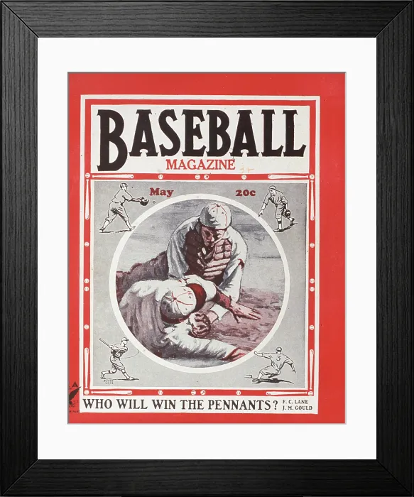 Framed Print : Baseball Magazine Cover With A Play At Home Plate Framed Print : Baseball Magazine Cover With A Play At Home Plate