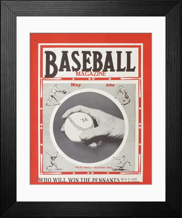 Framed Print : Baseball Magazine Cover With A Baseball In A Pitcher's Hand Framed Print : Baseball Magazine Cover With A Baseball In A Pitcher's Hand