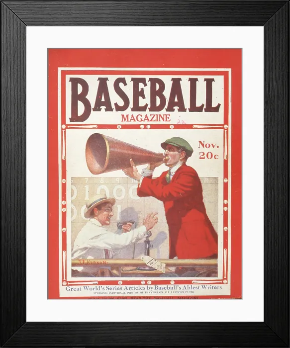 Framed Print : Baseball Magazine Cover With A Man & Megaphone During World Series Framed Print : Baseball Magazine Cover With A Man & Megaphone During World Series