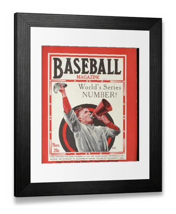 Framed Print : Baseball Magazine Cover With A Man & Megaphone During World Series Framed Print : Baseball Magazine Cover With A Man & Megaphone During World Series