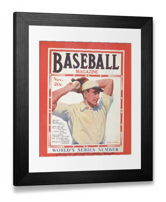 Framed Print : Baseball Magazine Cover With A Pitcher In Action Framed Print : Baseball Magazine Cover With A Pitcher In Action