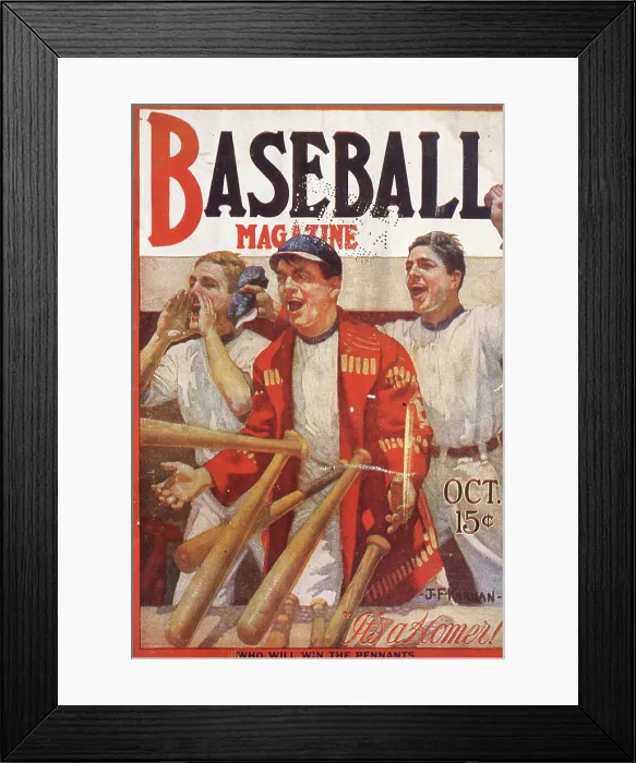 Framed Print : Baseball Magazine Cover With Players Cheering From Dugout Framed Print : Baseball Magazine Cover With Players Cheering From Dugout