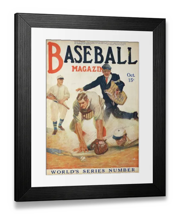 Framed Print : Baseball Magazine Cover With A Play At Home Plate