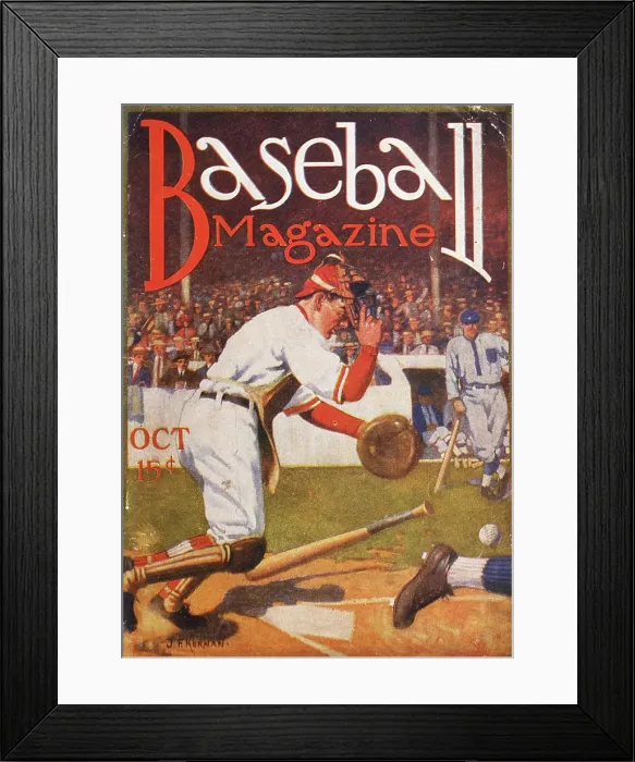 Framed Print : Baseball Magazine Cover With A Catcher In Action