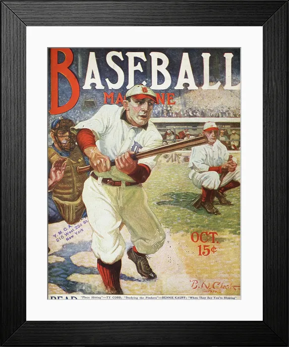 Framed Print : Baseball Magazine Cover With A Batter In Action Framed Print : Baseball Magazine Cover With A Batter In Action