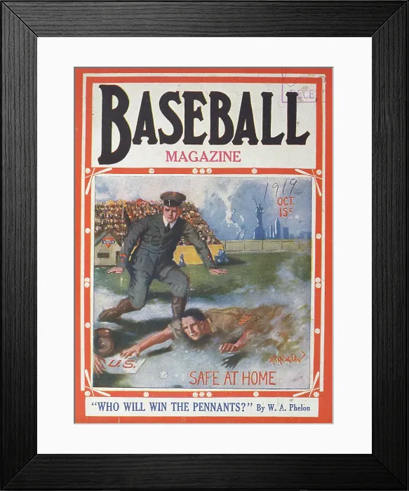 Framed Print : Baseball Magazine Cover With A Play At Home Plate