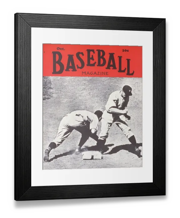 Framed Print : Baseball Magazine Cover With A Play At First Base