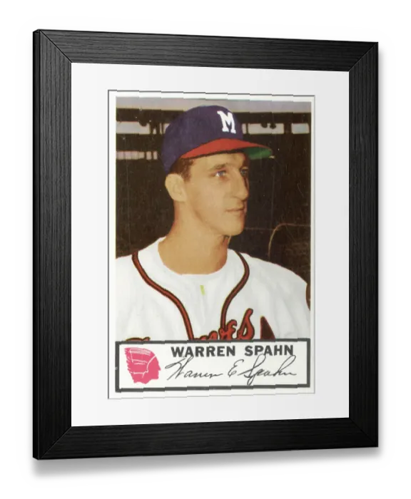 Framed Print : Warren Spahn Baseball Card