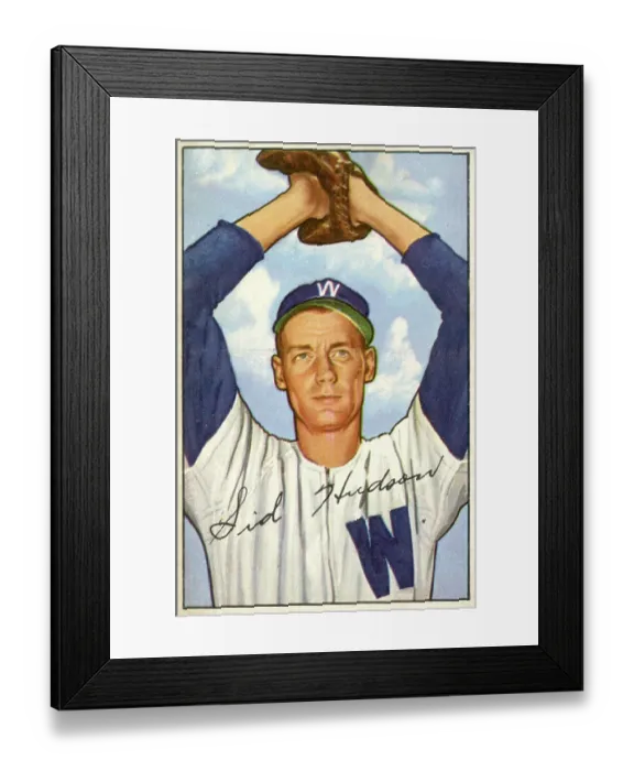 Framed Print : Baseball Card Of Sid Hudson Framed Print : Baseball Card Of Sid Hudson