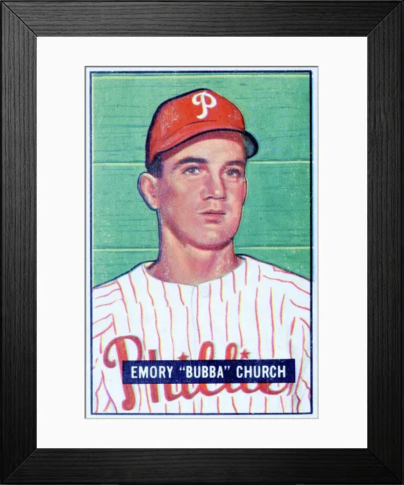 Framed Print : Bubba Church Baseball Card Framed Print : Bubba Church Baseball Card