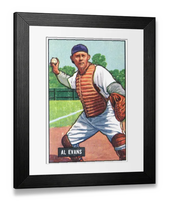 Framed Print : Baseball Card Of Al Evans