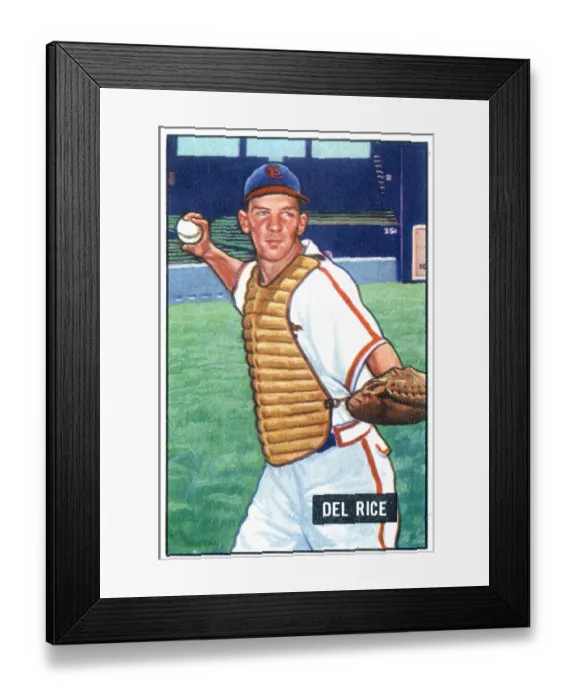 Framed Print : Baseball Card Of Del Rice Framed Print : Baseball Card Of Del Rice