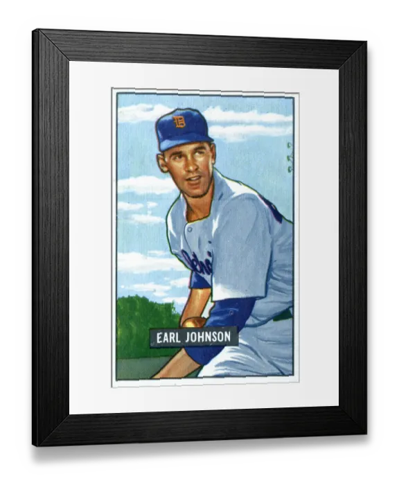 Framed Print : Baseball Card Of Earl Johnson Framed Print : Baseball Card Of Earl Johnson