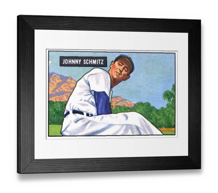 Framed Print : Baseball Card Of Johnny Schmitz Framed Print : Baseball Card Of Johnny Schmitz