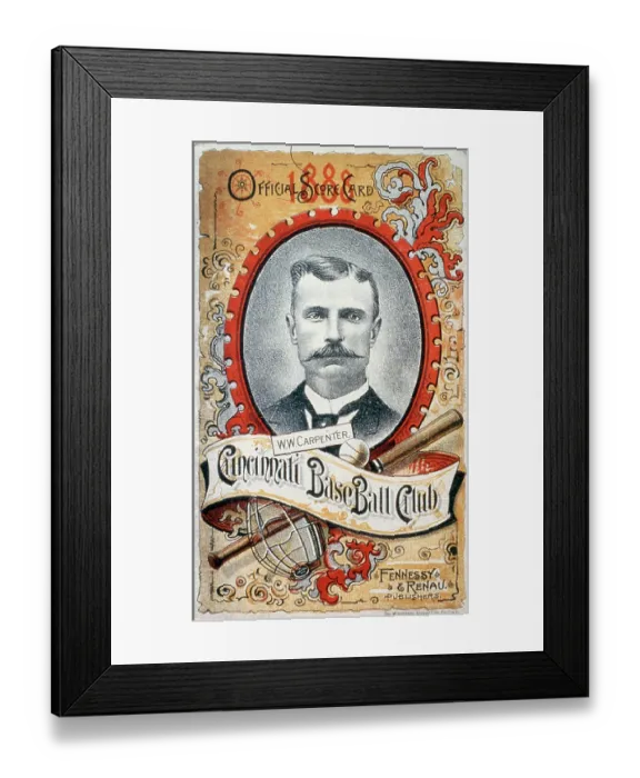 Framed Print : Cincinnati BaseBall Club Scorecard Framed Print : Cincinnati BaseBall Club Scorecard
