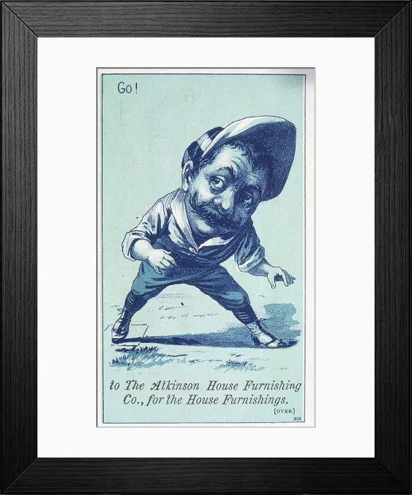 Framed Print : Go VTC. Lithographed advertising trade card featuring a baseball base runner Framed Print : Go VTC. Lithographed advertising trade card featuring a baseball base runner