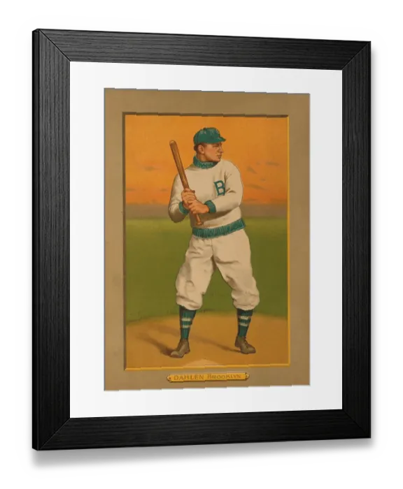 Framed Print : Baseball Card Titled Dahlen - Brooklyn Framed Print : Baseball Card Titled Dahlen - Brooklyn