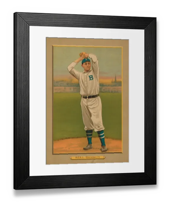 Framed Print : Baseball Card Titled Bell - Brooklyn Framed Print : Baseball Card Titled Bell - Brooklyn