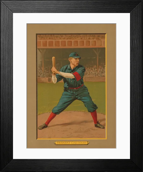 Framed Print : Baseball Card Titled Paskert - Cincinnati Framed Print : Baseball Card Titled Paskert - Cincinnati
