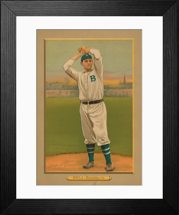 Framed Print : Baseball Card Titled Bell - Brooklyn Framed Print : Baseball Card Titled Bell - Brooklyn