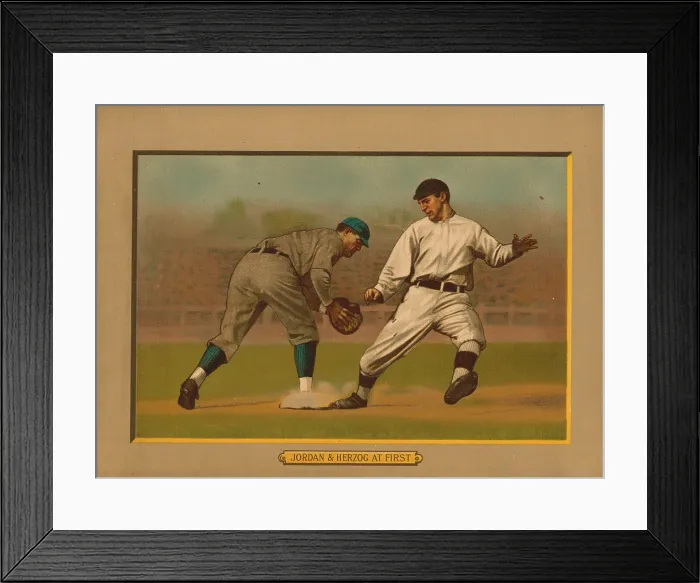Framed Print : Baseball Card Titled Jordan And Herzog At First Framed Print : Baseball Card Titled Jordan And Herzog At First