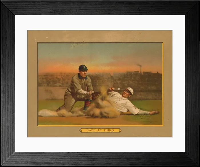 Framed Print : Baseball Card Titled Safe At Third Framed Print : Baseball Card Titled Safe At Third