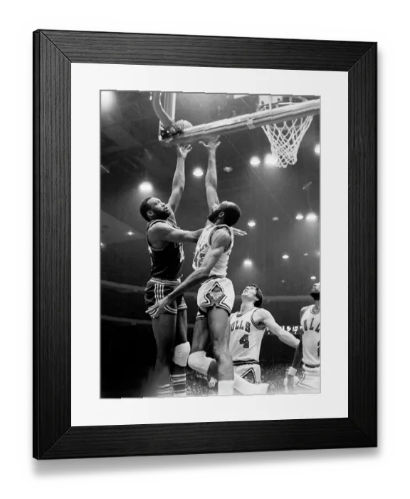 Framed Print : Bob Lanier of the Detroit Pistons during the NBA playoffs on April 6, 1975 at the Chicago Stadium in Chicago, Il Framed Print : Bob Lanier of the Detroit Pistons during the NBA playoffs on April 6, 1975 at the Chicago Stadium in Chicago, Il