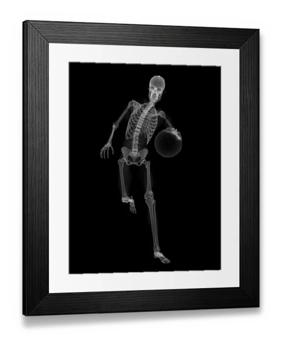 Framed Print : Skeleton playing basketball, artwork Framed Print : Skeleton playing basketball, artwork