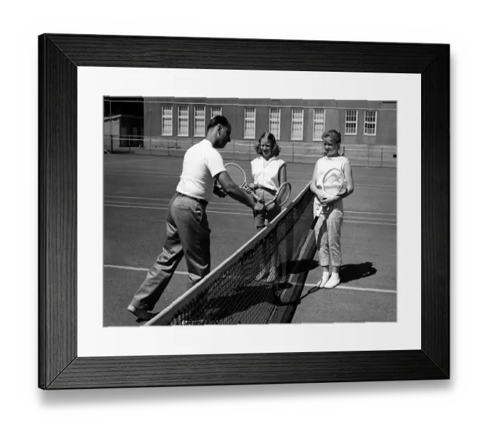 Framed Print : Girls Getting Tennis Lesson Framed Print : Girls Getting Tennis Lesson