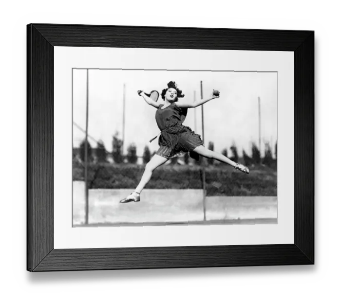 Framed Print : Leaping Tennis Woman Framed Print : Leaping Tennis Woman