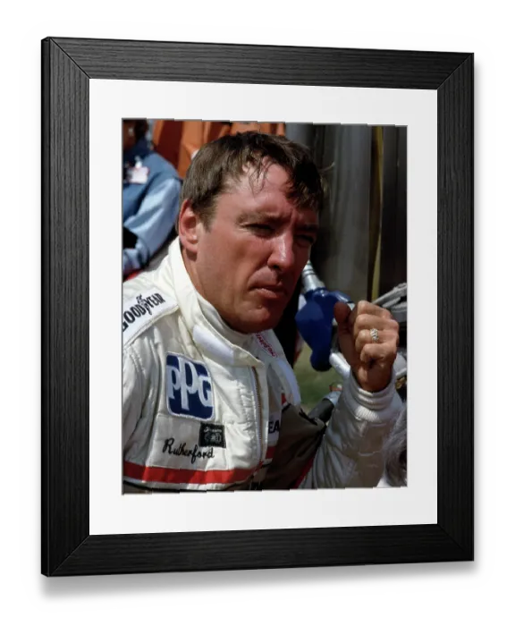 Framed Print : Racer Johnny Rutherford at Long Beach Grand Prix Race 1985 Framed Print : Racer Johnny Rutherford at Long Beach Grand Prix Race 1985