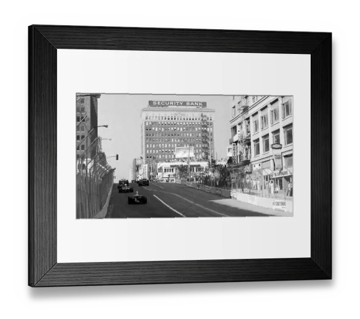 Framed Print : Race Cars in Streets at Inaugural Grand Prix of Long Beach 1975
