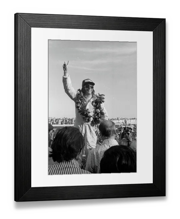 Framed Print : Emerson Fittipaldi On The Podium At The Argentine Grand Prix Framed Print : Emerson Fittipaldi On The Podium At The Argentine Grand Prix