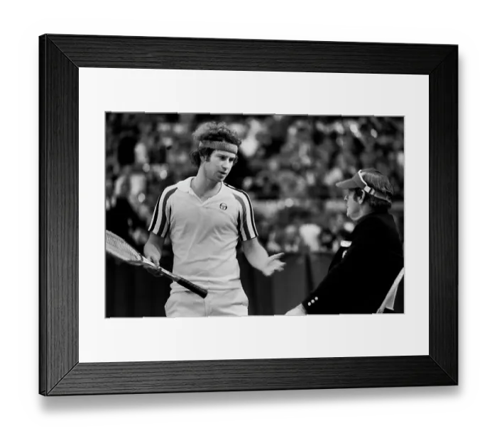 Framed Print : American tennis player John McEnroe during the Miller Light Challange at the Rosemont Horizon in Rosemont, Illinois