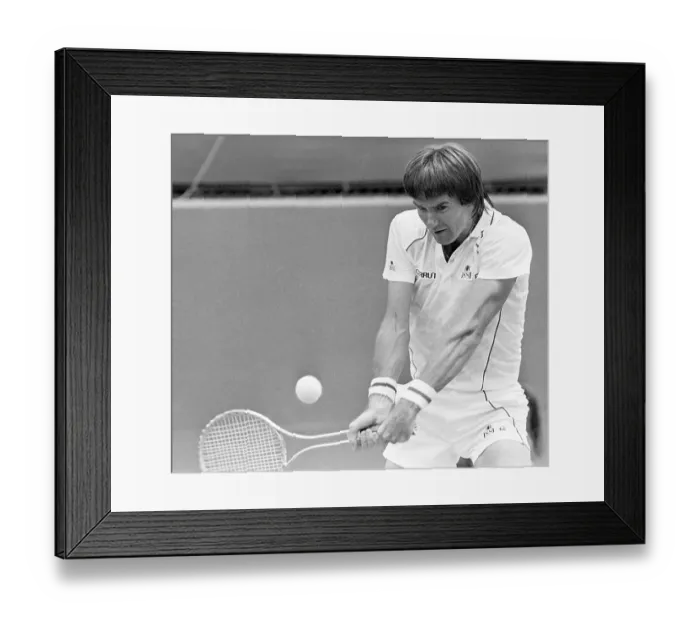 Framed Print : Jimmy Connors at Tennis Exhibition Match
