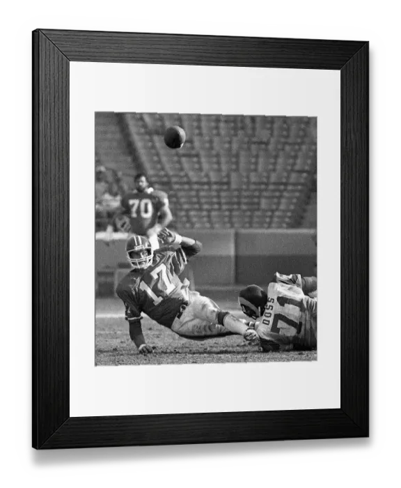 Framed Print : Broncos QB Steve DeBerg Under Pressure
