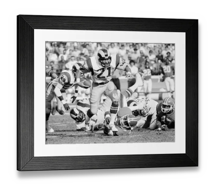 Framed Print : LA Rams Nolan Cromwell Interception Against Broncos Framed Print : LA Rams Nolan Cromwell Interception Against Broncos