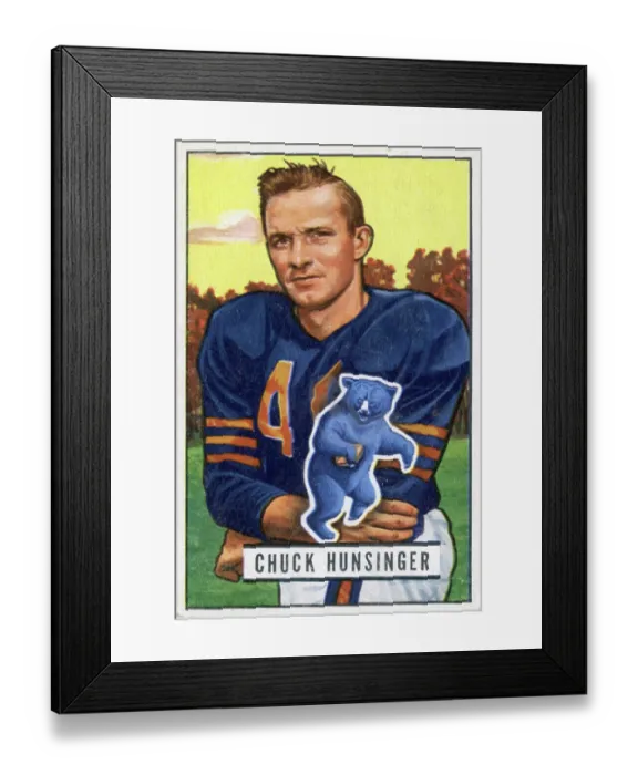 Framed Print : Football Card Of Chuck Hunsinger