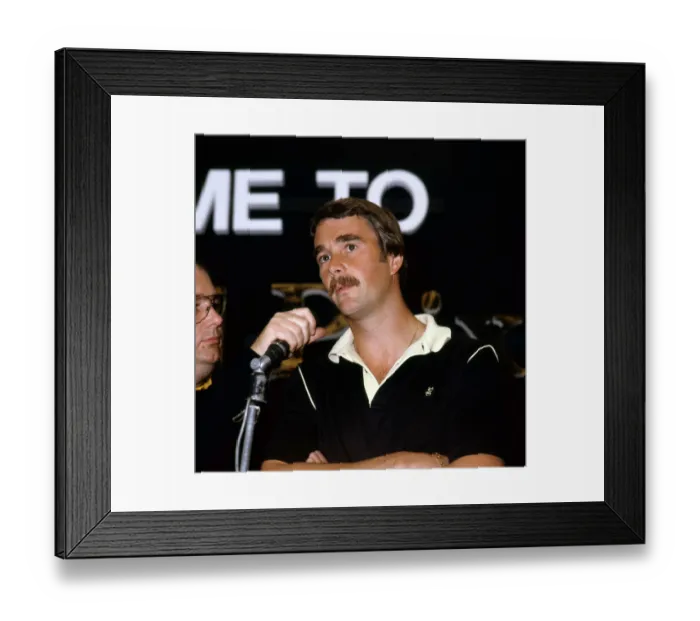 Framed Print : F1 Driver Nigel Mansell At A Press Conference Framed Print : F1 Driver Nigel Mansell At A Press Conference