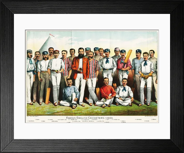 Framed Print : Famous English Cricketers, 1880 Framed Print : Famous English Cricketers, 1880