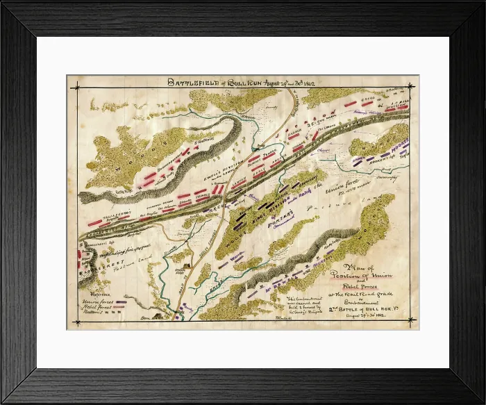 Framed Print : Battlefield of Bull Run : August 29th and 30th 1862 Framed Print : Battlefield of Bull Run : August 29th and 30th 1862