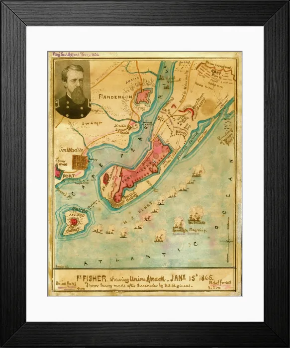 Framed Print : Ft. Fisher showing Union attack, January 15th 1865 Framed Print : Ft. Fisher showing Union attack, January 15th 1865