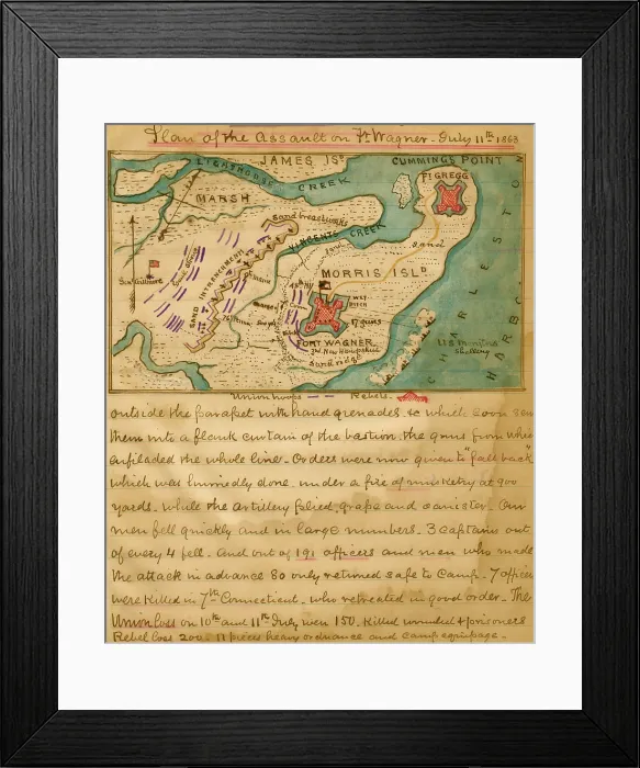 Framed Print : Plan for the Assault on Fort Wagner Framed Print : Plan for the Assault on Fort Wagner