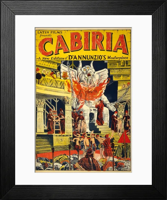 Framed Print : Cabiria. UNITED STATES - CIRCA 1914: A silent era film poster featuring Framed Print : Cabiria. UNITED STATES - CIRCA 1914: A silent era film poster featuring