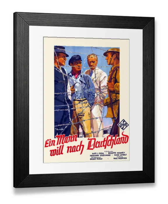 Framed Print : Ein Mann will Nach Deutschland