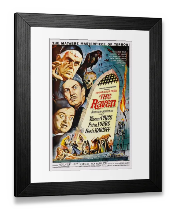 Framed Print : The Raven. Movie poster to the film 'The Raven.' Art by Reynold Brown (1917-1991) Framed Print : The Raven. Movie poster to the film 'The Raven.' Art by Reynold Brown (1917-1991)