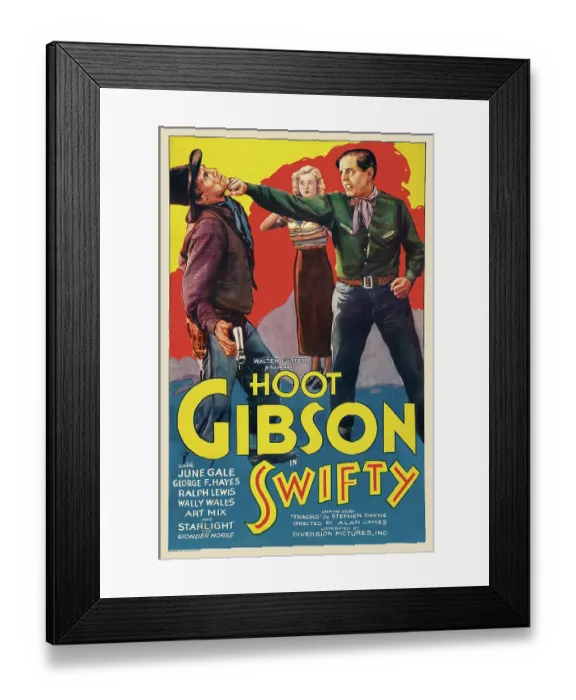 Framed Print : Swifty. Poster from the silent film era starring Hoot Gibson