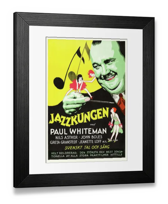 Framed Print : Jazz King. Sweedish movie poster to the American film 'King of Jazz' featuring Framed Print : Jazz King. Sweedish movie poster to the American film 'King of Jazz' featuring